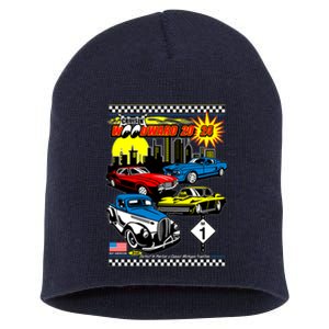 Woodward Cruise 2024 Classic Cars Cruising Downtown Skyline Short Acrylic Beanie