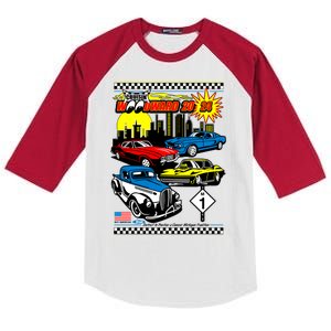 Woodward Cruise 2024 Classic Cars Cruising Downtown Skyline Kids Colorblock Raglan Jersey