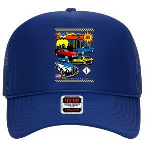 Woodward Cruise 2024 Classic Cars Cruising Downtown Skyline High Crown Mesh Back Trucker Hat