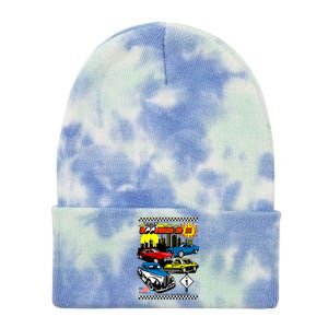 Woodward Cruise 2024 Classic Cars Cruising Downtown Skyline Tie Dye 12in Knit Beanie