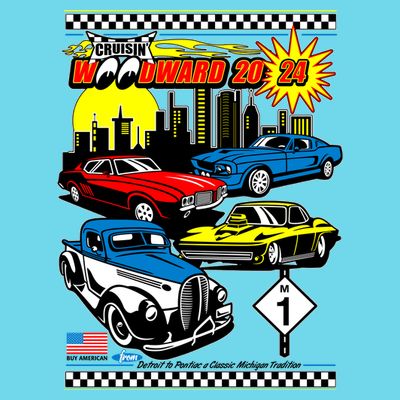 Woodward Cruise 2024 Classic Cars Cruising Downtown Skyline T-Shirt