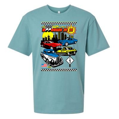 Woodward Cruise 2024 Classic Cars Cruising Downtown Skyline Sueded Cloud Jersey T-Shirt