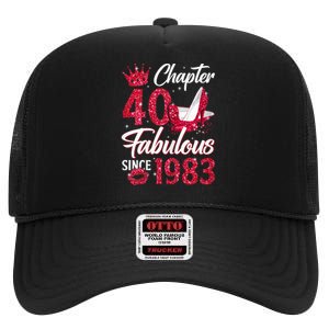 Wo Chapter 40 Fabulous Since 1983 40th Birthday Queen Diamond High Crown Mesh Back Trucker Hat