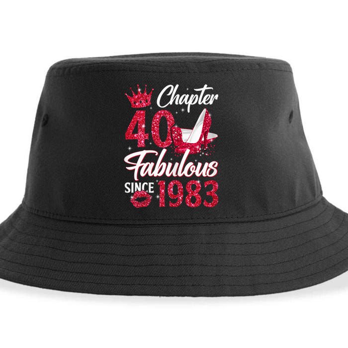 Wo Chapter 40 Fabulous Since 1983 40th Birthday Queen Diamond Sustainable Bucket Hat