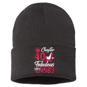 Wo Chapter 40 Fabulous Since 1983 40th Birthday Queen Diamond Sustainable Knit Beanie