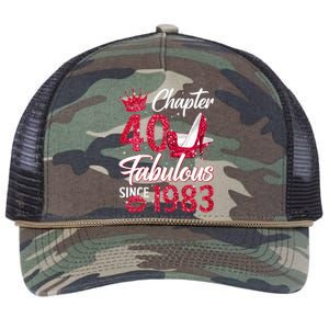 Wo Chapter 40 Fabulous Since 1983 40th Birthday Queen Diamond Retro Rope Trucker Hat Cap