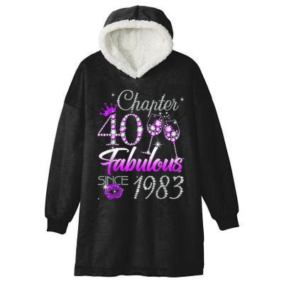 Wo Chapter 40 Fabulous Since 1983 40th Birthday Queen Hooded Wearable Blanket