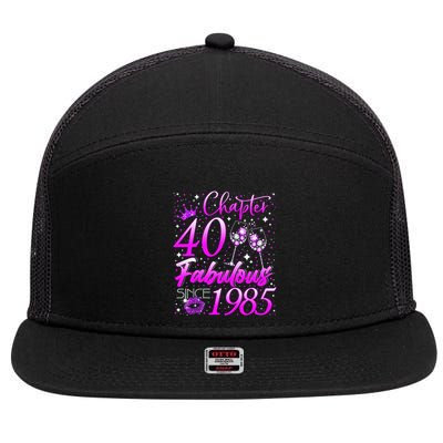 Women Chapter 40 Fabulous Vintage Since 1985 40th Birthday Gift 7 Panel Mesh Trucker Snapback Hat