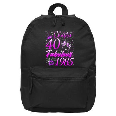 Women Chapter 40 Fabulous Vintage Since 1985 40th Birthday Gift 16 in Basic Backpack