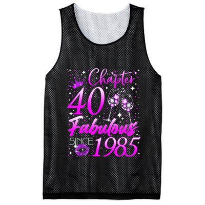 Women Chapter 40 Fabulous Vintage Since 1985 40th Birthday Gift Mesh Reversible Basketball Jersey Tank