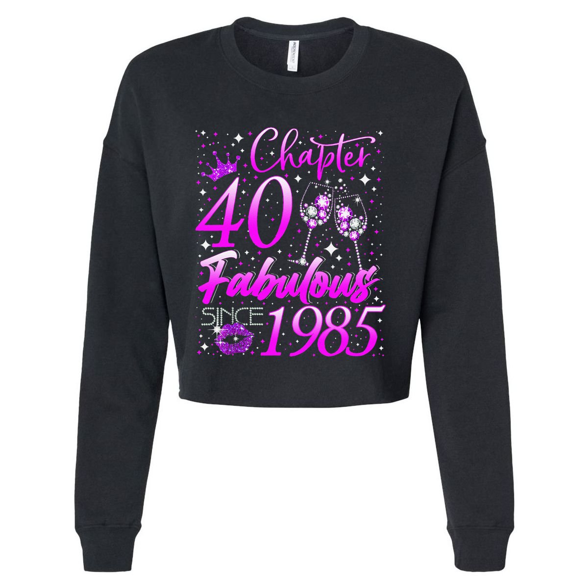 Women Chapter 40 Fabulous Vintage Since 1985 40th Birthday Gift Cropped Pullover Crew