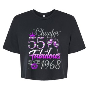 Wo Chapter 55 Fabulous Since 1968 55th Birthday Queen Bella+Canvas Jersey Crop Tee