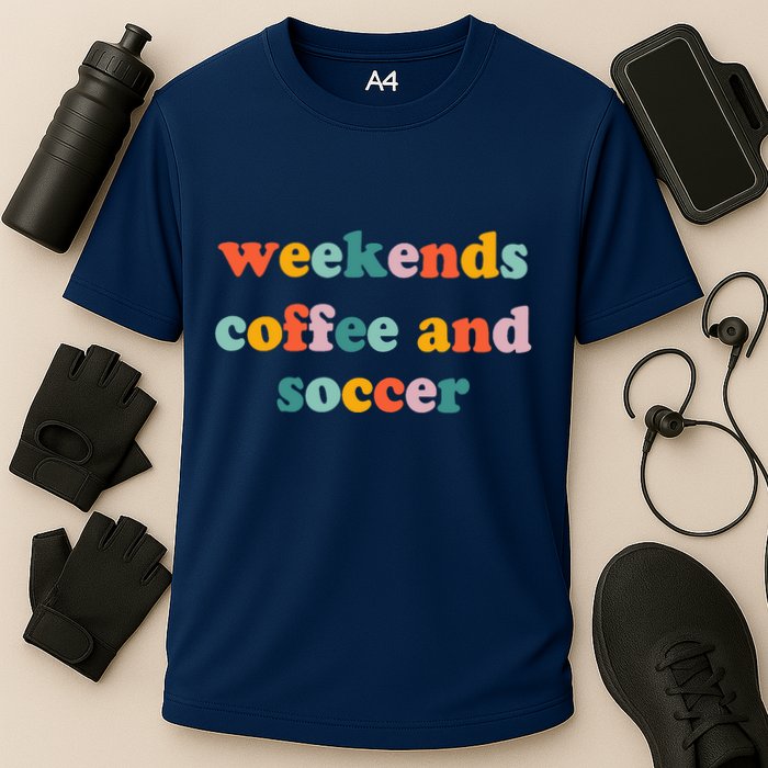 Weekends Coffee And Soccer Soccer Auntie Soccer Mom Cooling Performance Crew T-Shirt