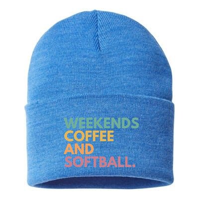 Weekends Coffee And Softball Softball Mama Meaningful Gift Sustainable Knit Beanie