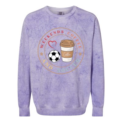 Weekends Coffee And Soccer Retro Colorblast Crewneck Sweatshirt