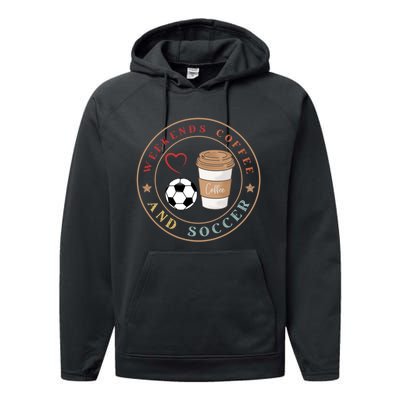 Weekends Coffee And Soccer Retro Performance Fleece Hoodie