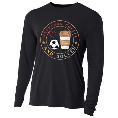 Weekends Coffee And Soccer Retro Cooling Performance Long Sleeve Crew