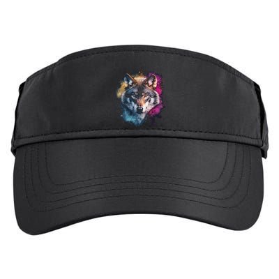 Wolf Colorful Art Motif Animal Lover Graphic Wolves Cool Gift Adult Drive Performance Visor