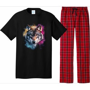 Wolf Colorful Art Motif Animal Lover Graphic Wolves Cool Gift Pajama Set