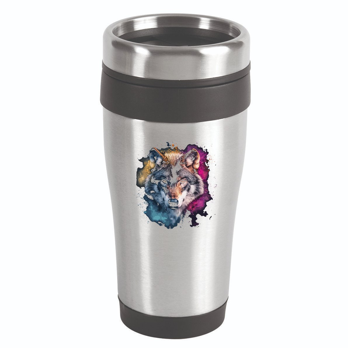 Wolf Colorful Art Motif Animal Lover Graphic Wolves Cool Gift 16oz Travel Tumbler