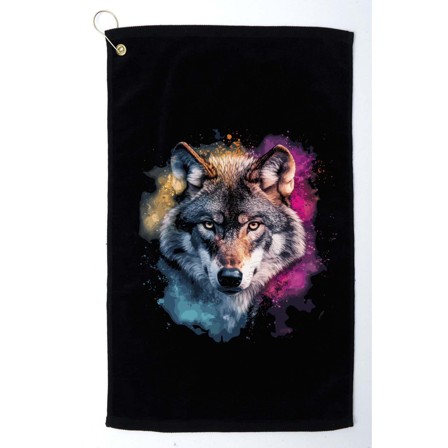 Wolf Colorful Art Motif Animal Lover Graphic Wolves Cool Gift Golf Towel