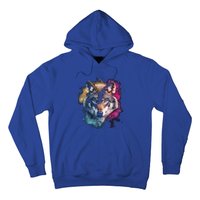 Wolf Colorful Art Motif Animal Lover Graphic Wolves Cool Gift Hoodie