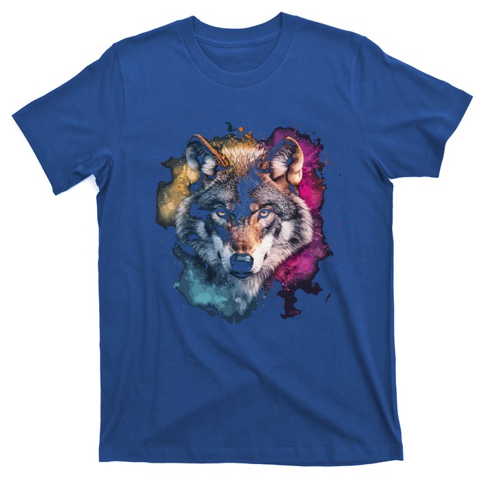 Wolf Colorful Art Motif Animal Lover Graphic Wolves Cool Gift T-Shirt