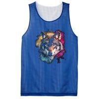 Wolf Colorful Art Motif Animal Lover Graphic Wolves Cool Gift Mesh Reversible Basketball Jersey Tank