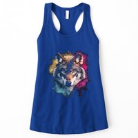 Wolf Colorful Art Motif Animal Lover Graphic Wolves Cool Gift Womens Tank Top