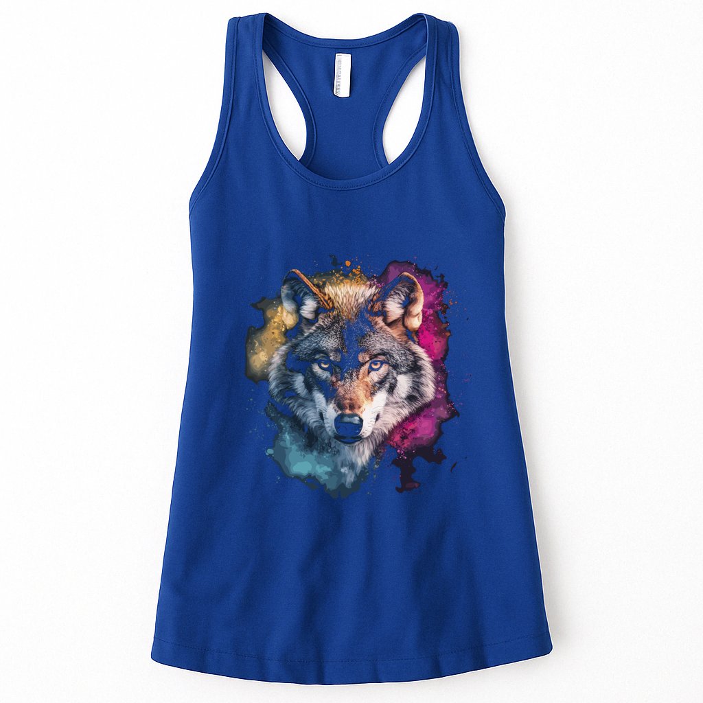 Wolf Colorful Art Motif Animal Lover Graphic Wolves Cool Gift Womens Tank Top