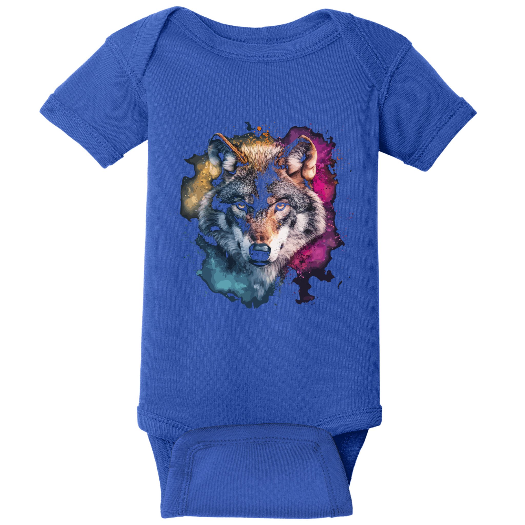 Wolf Colorful Art Motif Animal Lover Graphic Wolves Cool Gift Baby Bodysuit