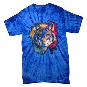 Wolf Colorful Art Motif Animal Lover Graphic Wolves Cool Gift Tie-Dye T-Shirt