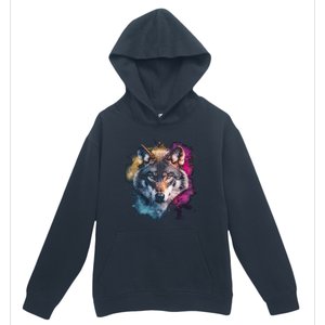 Wolf Colorful Art Motif Animal Lover Graphic Wolves Cool Gift Urban Pullover Hoodie