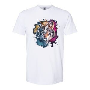 Wolf Colorful Art Motif Animal Lover Graphic Wolves Cool Gift Softstyle CVC T-Shirt