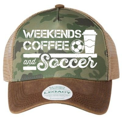 Weekends Coffee And Soccer Funny Soccer Football Mom Life Legacy Tie Dye Trucker Hat