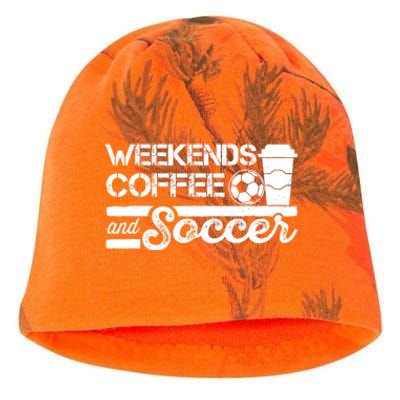 Weekends Coffee And Soccer Funny Soccer Football Mom Life Kati - Camo Knit Beanie