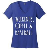 Weekends Coffee And Baseball Sports Fan Dad Baseball Mom Gift Women's V-Neck T-Shirt