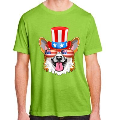 Welsh Corgi American Sunglasses 4th Of July Dog Puppy USA Adult ChromaSoft Performance T-Shirt