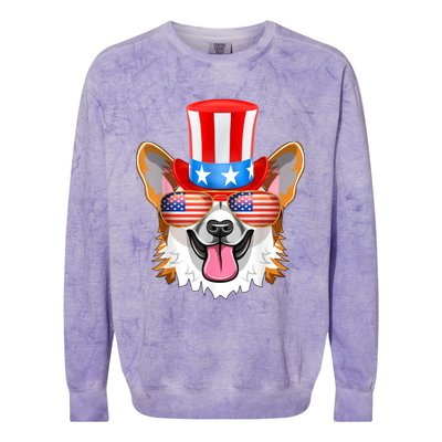 Welsh Corgi American Sunglasses 4th Of July Dog Puppy USA Colorblast Crewneck Sweatshirt