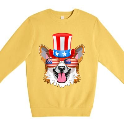 Welsh Corgi American Sunglasses 4th Of July Dog Puppy USA Premium Crewneck Sweatshirt