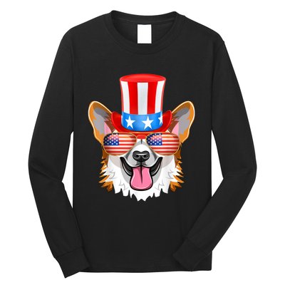 Welsh Corgi American Sunglasses 4th Of July Dog Puppy USA Long Sleeve Shirt