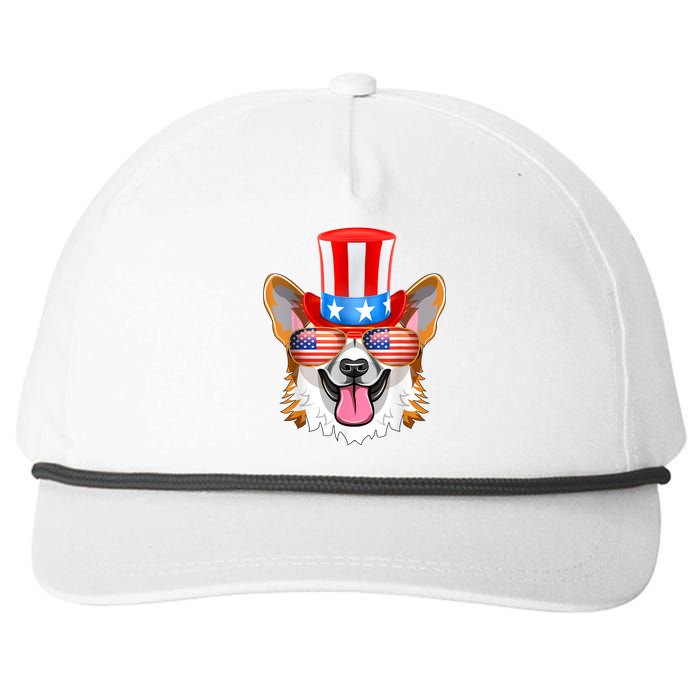 Welsh Corgi American Sunglasses 4th Of July Dog Puppy USA Snapback Five-Panel Rope Hat