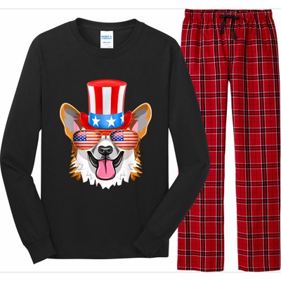 Welsh Corgi American Sunglasses 4th Of July Dog Puppy USA Long Sleeve Pajama Set