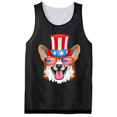 Welsh Corgi American Sunglasses 4th Of July Dog Puppy USA Mesh Reversible Basketball Jersey Tank