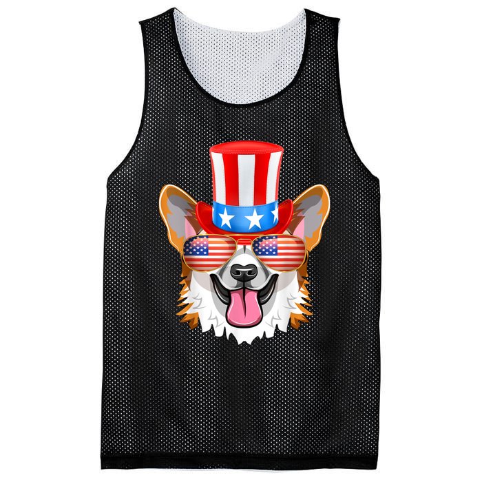 Welsh Corgi American Sunglasses 4th Of July Dog Puppy USA Mesh Reversible Basketball Jersey Tank