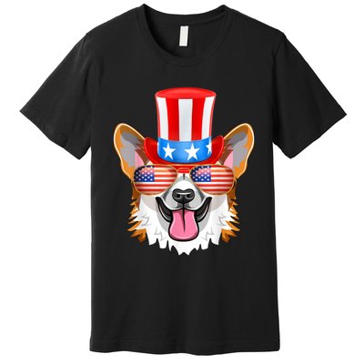 Welsh Corgi American Sunglasses 4th Of July Dog Puppy USA Premium T-Shirt