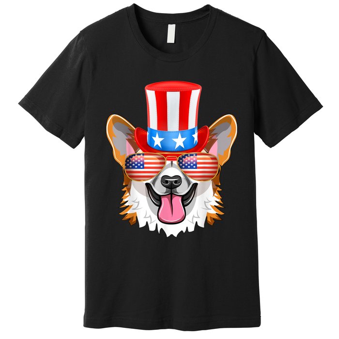 Welsh Corgi American Sunglasses 4th Of July Dog Puppy USA Premium T-Shirt