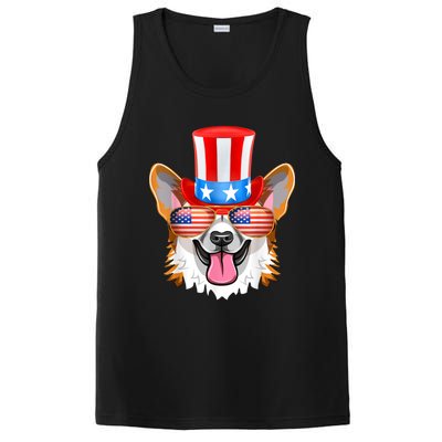 Welsh Corgi American Sunglasses 4th Of July Dog Puppy USA PosiCharge Competitor Tank