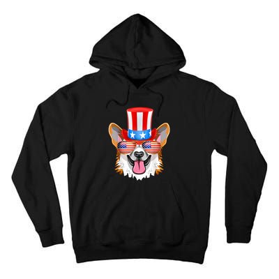 Welsh Corgi American Sunglasses 4th Of July Dog Puppy USA Tall Hoodie