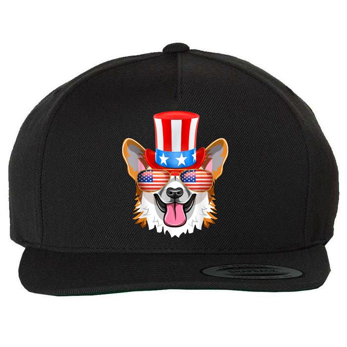 Welsh Corgi American Sunglasses 4th Of July Dog Puppy USA Wool Snapback Cap